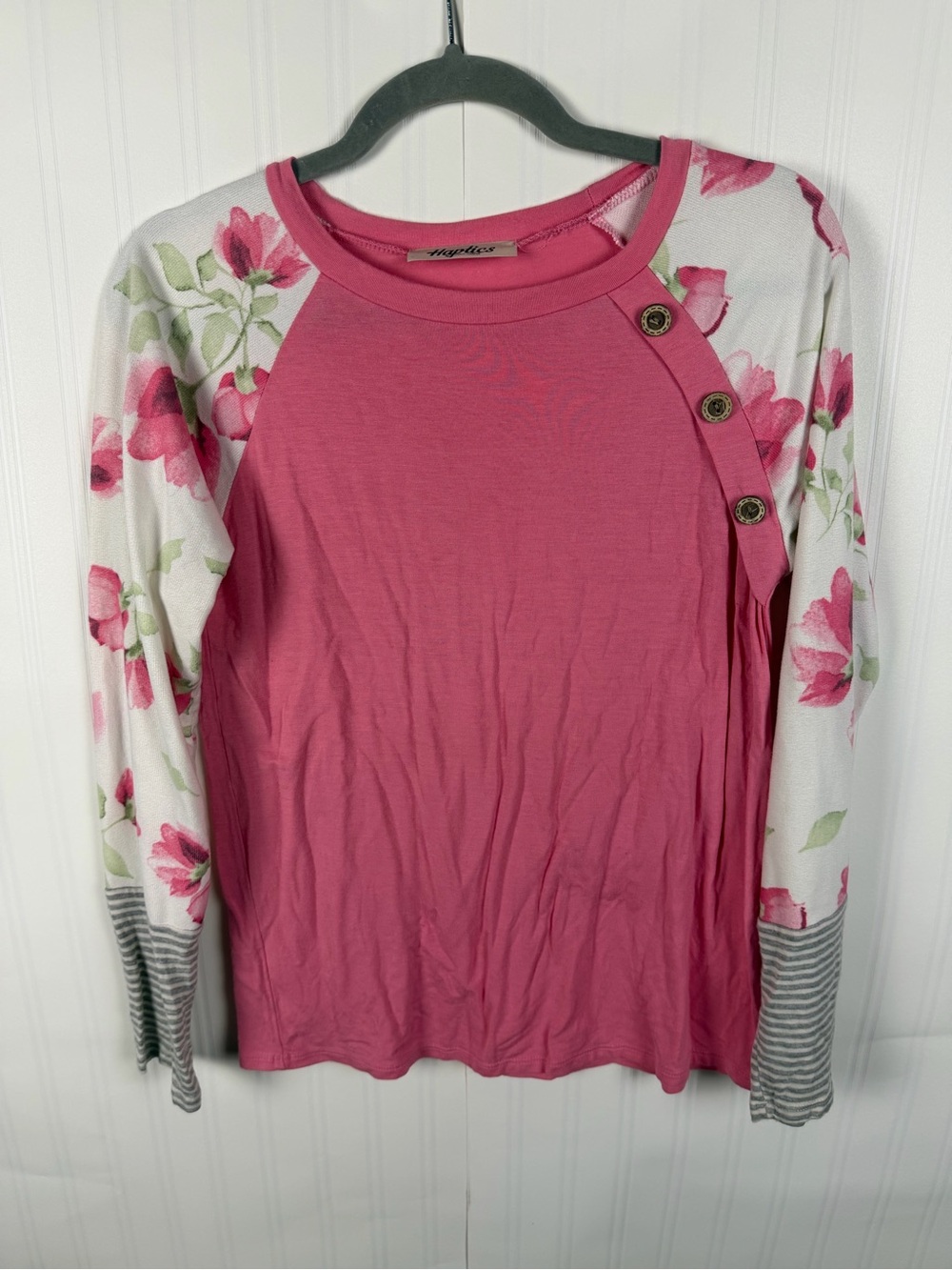 Apt. 9 Pink Floral Raglan Long Sleeve Top